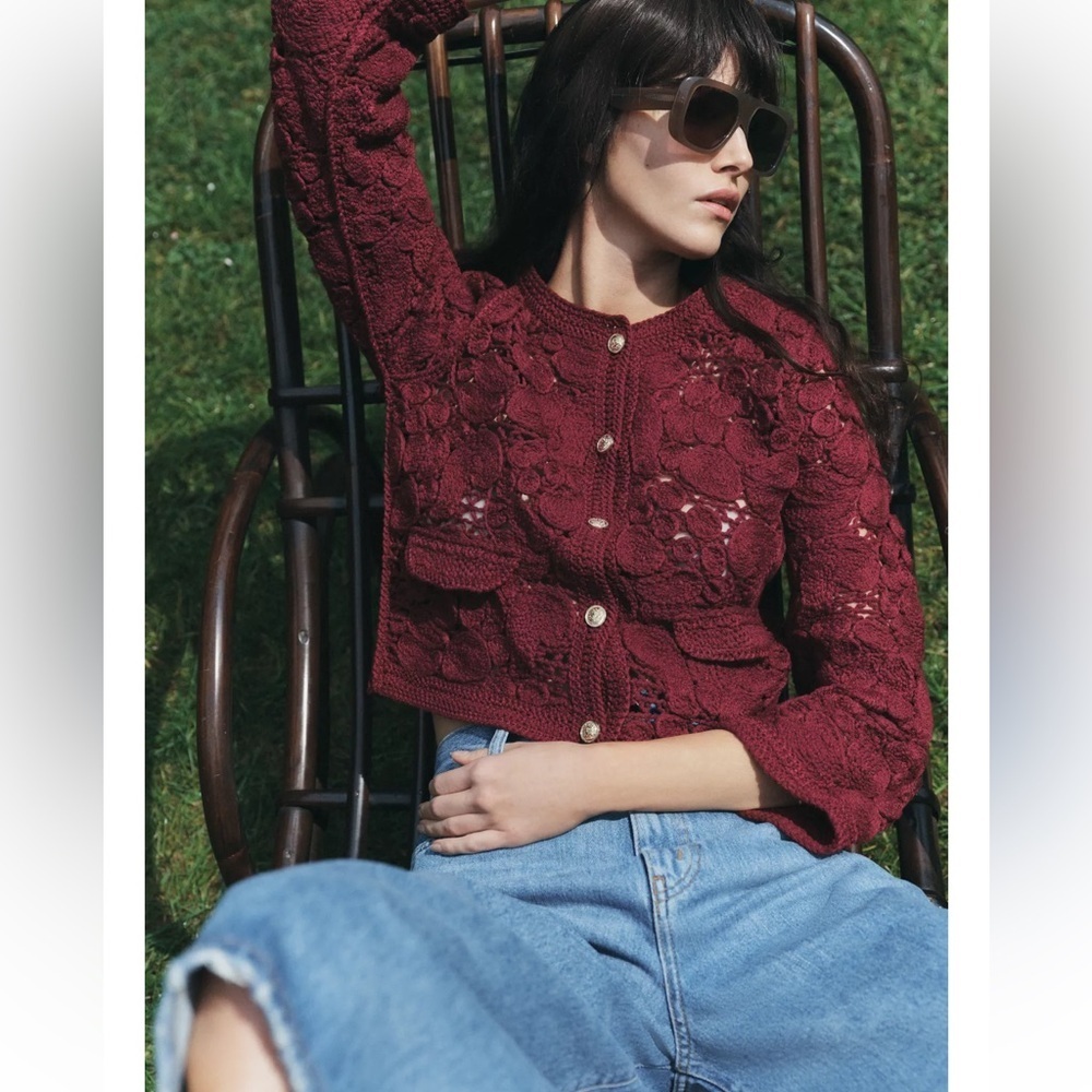 Zara Knit Macramé Cardigan